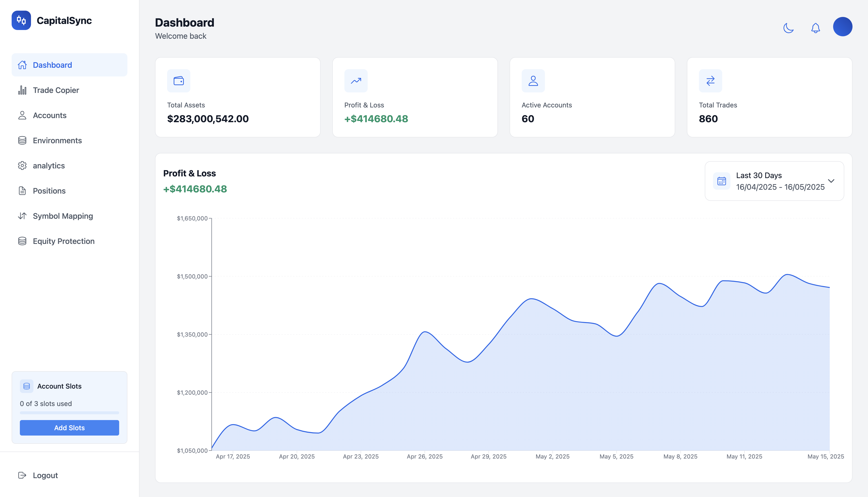 CapitalSync Dashboard Interface